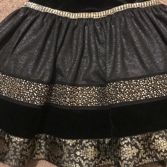 Girls size 10 Black Holiday Dress with Gold Embellishment - Picture 2 of 5